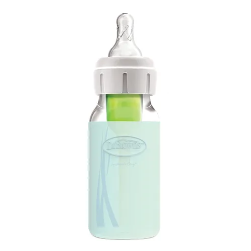 Vista 7 de Dr. Brown's Options+ Funda estrecha para botella de vidrio, 100% silicona, menta, sin BPA, 4 onzas, paquete de 1