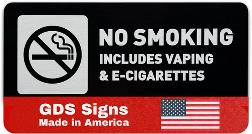 Vista 8 de Letrero de no fumar – Señales de no fumar no vapeo para negocios – Incluye tiras adhesivas para una fácil instalación – Cartel de metal cepillado