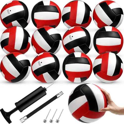 Vista 7 de Wettarn 12 pelotas de voleibol de tamaño oficial 5 a granel suaves recreativas con bomba de tamaño regulador para principiantes, interiores