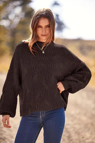 Vista 6 de PRETTYGARDEN Suéteres de otoño de gran tamaño para mujer, estilo casual, cuello redondo, manga larga, tejido trenzado grueso, blusa