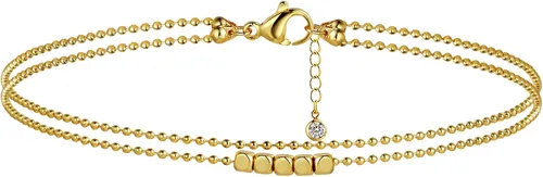 Vista 8 de Pancert Tobillera delicada de oro para mujer, chapada en oro de 18 quilates, con cuentas satélites, tobilleras de corazón con diamantes de imitación