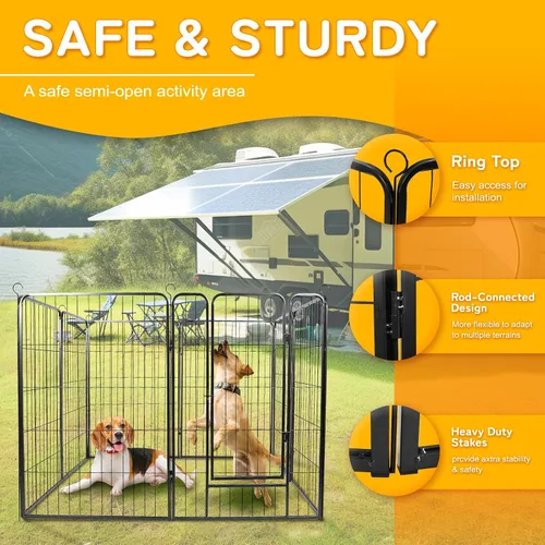 Vista 2 de Rollick Corralito para perros para patio, campamento de caravana, 40 pulgadas, 8 paneles para cachorros y perros pequeños, corral para perros