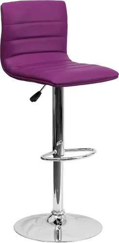 Vista 13 de Flash Funiture silla de bar ajustable con base cromada, Vinilo, Gris