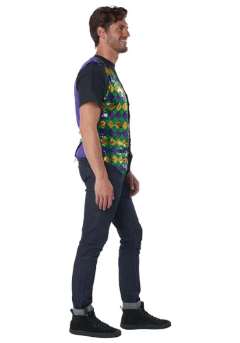 Vista 3 de Set de Chaleco de Carnaval con Lentejuelas para Hombre Multicolor