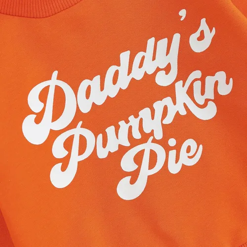 Vista 3 de DuAnyozu Traje de Halloween para bebé niña, camiseta de manga larga, camiseta con letras de calabaza, pantalones de campana, ropa de otoño + diadema