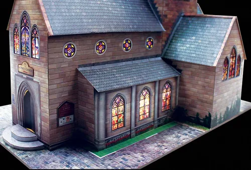Vista 5 de The CityBuilder Kit de fabricación de modelos de cartón para iglesia - Edificio de ferrocarril modelo a escala O