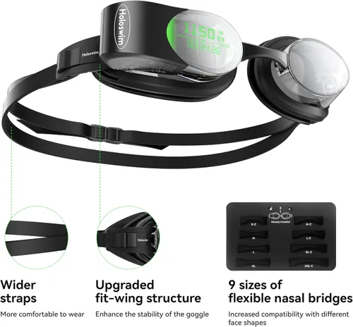Vista 8 de Holoswim Smart Swim Goggles, 2GO Swimming Goggles, AR Real-time Display, AI Data Analysis, Anti-fog IPX8, Stroke Recognition