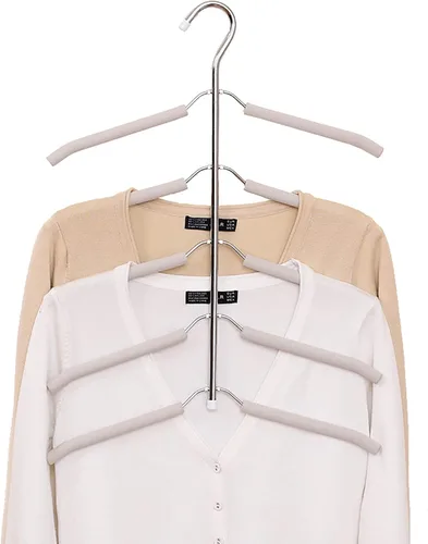Vista 7 de Perchas de ropa multicapa para blusas, árboles, paquete de 3 perchas 5 en 1 antideslizantes para ahorrar espacio de acero inoxidable para colgar