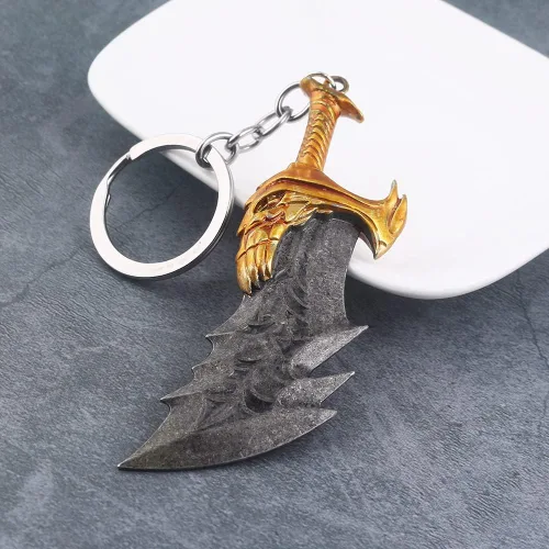 Vista 3 de SONGCHANGJEWELRY Game God of War Llaveros Kratos Blades of Chaos Cosplay Metal Llavero Cuchillas del Caos Regalos Hombres Adolescentes