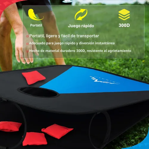 Vista 3 de Himal Tableros plegables portátiles para juego de Corn Hole (de 3 x 2 pies), con 8 sacos para jugar, Azul 8 Toss Bags, Carrying Case, Outdoor Lawn