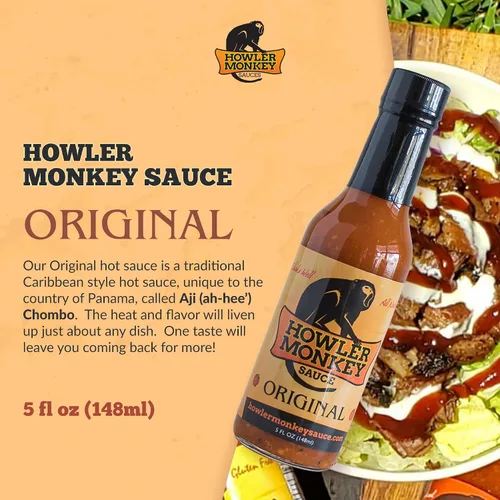 Vista 3 de Howler Monkey Sauce Salsa picante original estilo panamá con salsa picante Amarillo Gourmet