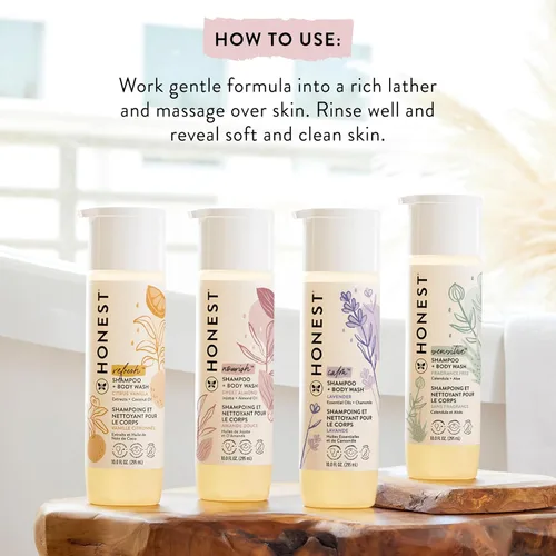 Vista 9 de The Honest Company Paquete sin fragancia para pieles sensibles Champú limpiador 2 en 1 + gel de baño y acondicionador sin silicona Derivado