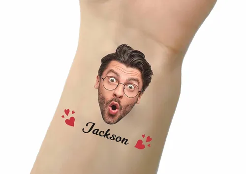 Vista 9 de Cara personalizada tatuaje temporal impermeable mirada real personalizado tatuaje pegatinas boda fiesta cumpleaños mejor regalo