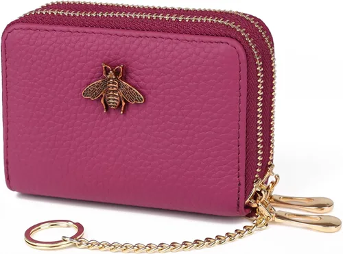 Vista 27 de imeetu Soporte para tarjetas de crédito RFID, cartera pequeña de cuero con cremallera para mujer