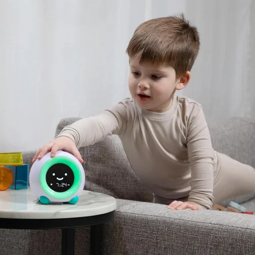 Vista 6 de LittleHippo Mella: Reloj despertador para niños, entrenador de sueño para niños listo para despertar, luz nocturna, máquina de sonidos y OK