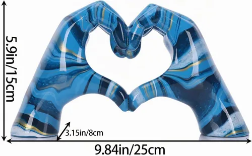 Vista 2 de Decoración colorida de mano en forma de corazón, estatua de mano en forma de corazón, escultura de dedo de amor para decoración de boda, adecuada