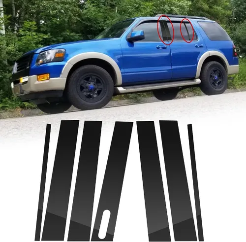 Vista 9 de BASIKER Compatible con Ford Explorer 2002 a 2010 Kit de moldura de poste de pilar con teclado/sin teclado, cubierta de pilar B de ventana de puerta