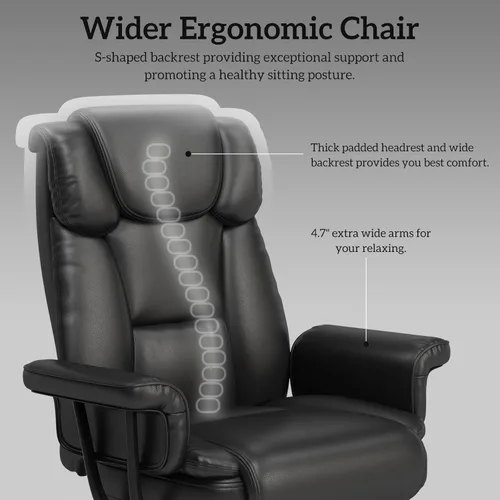 Vista 5 de GYI Silla Criss Cross con Ruedas, Silla de Escritorio de Oficina Reclinable Grande y Alto de 160° con Respaldo Alto, Asiento Ancho, Brazos
