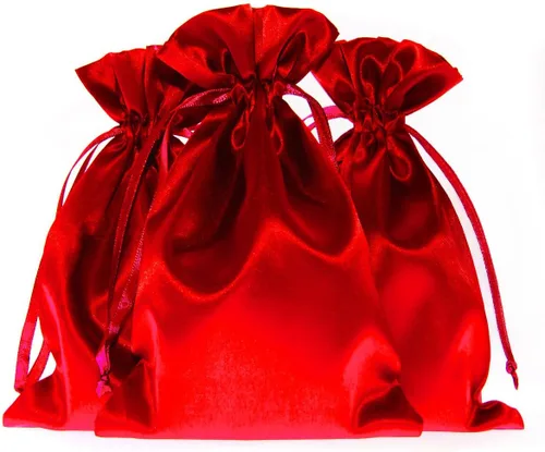 Vista 8 de Bolsas de regalo de satén azul bebé de 4 x 6 pulgadas, bolsas de joyería, bolsas de cordón para recuerdos de boda, baby shower, Navidad, 50 por