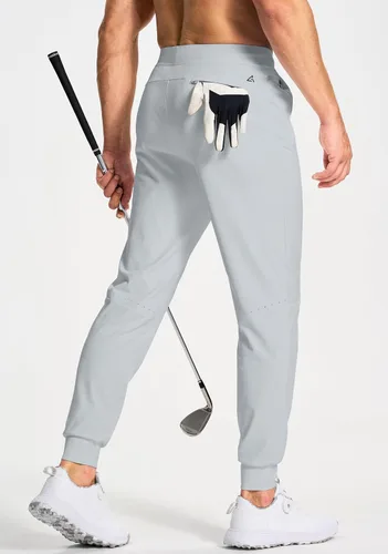 Vista 2 de Pantalones deportivos para hombre con bolsillos con cremallera, pantalones elásticos para correr, golf, entrenamiento, gimnasio, para hombre