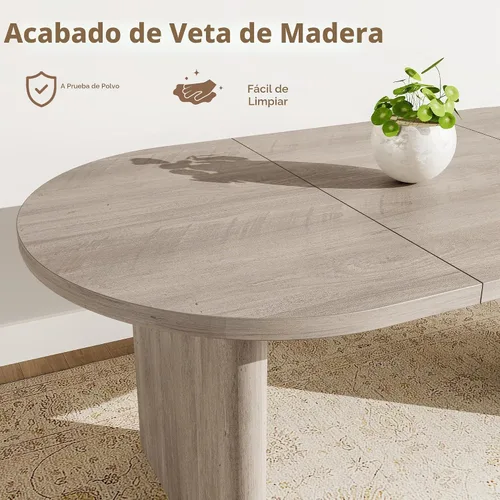 Vista 4 de GarveeHome 63" Long Oval Dining Table with Wooden Base for 4-6 People