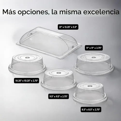 Vista 5 de Restaurantware Cater Tek - Cubierta de placa de policarbonato de 9.4 pulgadas, 1 cubierta de plato inastillable, lavable en lavavajillas para placa