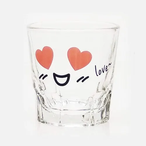 Vista 5 de LENITH ] Juego de vasos de chupito coreanos Soju, 1.7 onzas, vidrio transparente con carácter, vidrio en forma de corazón para whisky, tequila