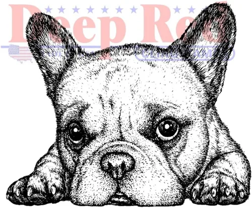 Vista 2 de Deep Red Stamps Sello de goma para bulldog francés, 2.1 x 1.75 pulgadas