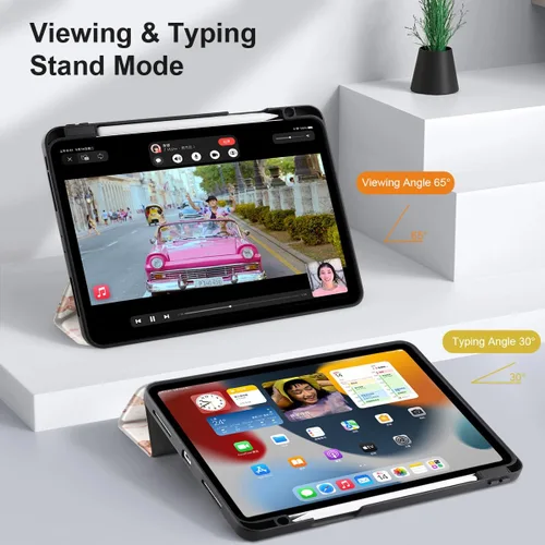 Vista 8 de DONGKE Funda para iPad Pro de 12.9 pulgadas 6ª generación 2022, soporte para lápiz integrado + soporte triple + encendido automático/apagado + funda