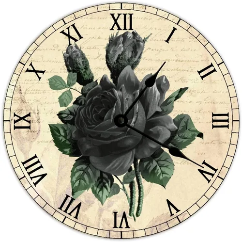 Vista 12 de Reloj de pared retro francés vintage con diseño de bruja y cráneo de bruja, reloj de pared de madera, funciona con pilas, decoración de pared