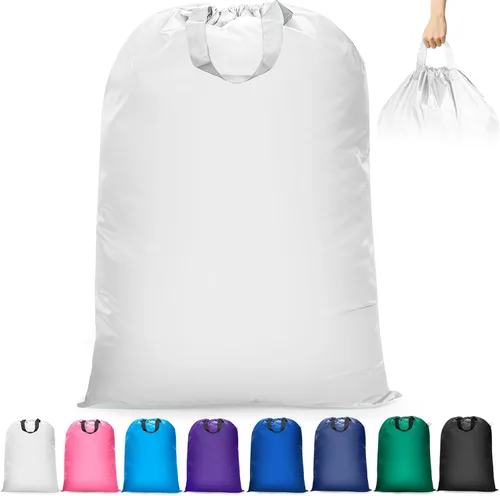 Vista 7 de Isink Bolsa de lavandería extra grande con asas, resistente, bolsa de lavandería de viaje para ropa sucia, 28 x 40 pulgadas (negro)