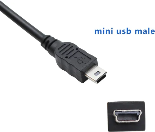 Vista 2 de Cable adaptador micro USB a mini USB, 5.5 in, macho 5P a hembra 5P, soporta transferencia de datos, carga y sincronización