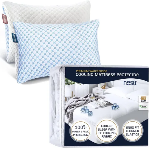 Vista 10 de Nestl Protector de colchón de tamaño matrimonial – Protector de colchón de enfriamiento de alta calidad, protector de colchón impermeable