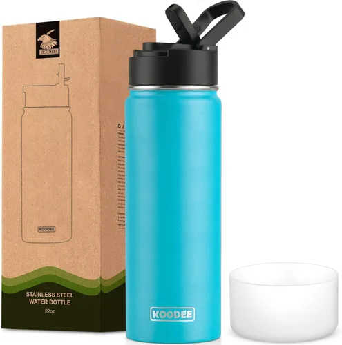 Vista 96 de koodee Botella de agua para niños, botella de agua de acero inoxidable de 12 onzas con aislamiento al vacío para la escuela, botella de agua de boca