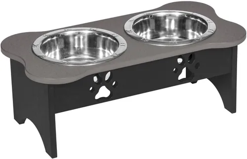 Vista 47 de Poly Lumber - Comedero doble de hueso mediano de 2 cuartos de galón, color negro
