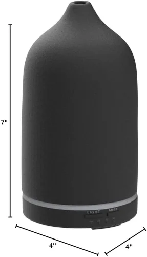 Vista 9 de Difusor de piedra, difusor de aceite esencial de cerámica, humidificador 5.4 fl oz difusor ultrasónico de aceite para aramaterapia (negro)