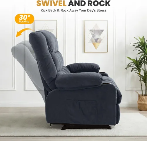 Vista 5 de BOSMILLER Sofá reclinable con portavasos para sala de estar, sofá manual de 3 asientos, reclinable con bolsillo lateral