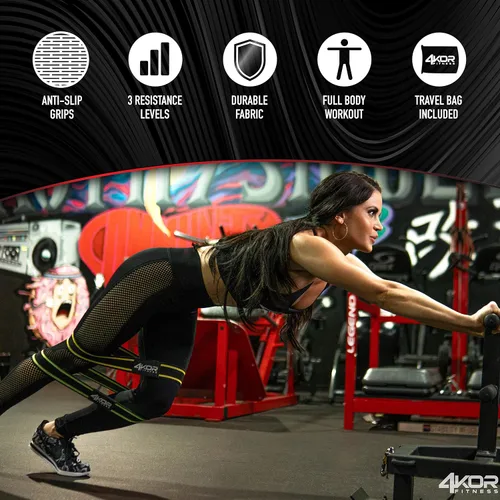Vista 3 de 4KOR Fitness Juego de bandas de resistencia, perfecto para crossfit, yoga, terapia física y construcción de glúteos