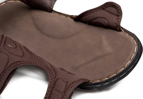 Vista 2 de Jousen Sandalias de hombre con soporte de arco casual de cuero genuino para verano al aire libre playa pescador sandalias para hombres