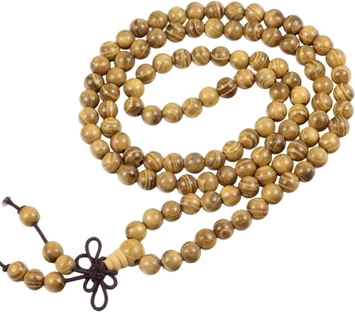 Vista 4 de TUMBEELLUWA Pulsera de 0.236 in con 108 cuentas de madera de oración de Mala para unisex, budista tibetano, meditación, rosario, estilo envolvente