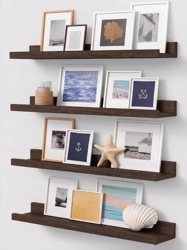 Vista 12 de Forbena Estante de repisa negra para fotos, estantes flotantes con borde para pared, estantes de pared pequeños para baño, dormitorio, cocina