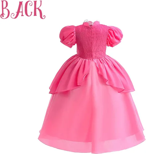 Vista 4 de LUCKDUCK Princess Peach Dress for Girls Princess Peach Costume for Little Girls Dress Up with Accessories