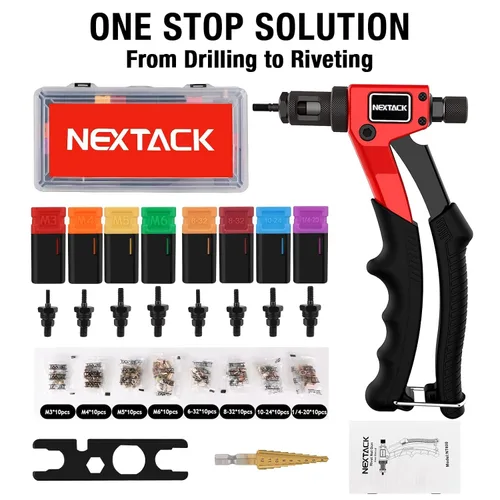 Vista 2 de NEXTACK Herramienta de tuerca de remache y pistola de remache pop para remachar espacio apretado con una sola mano