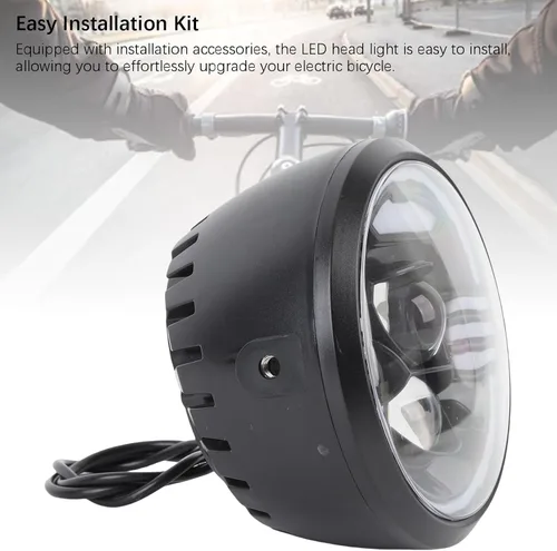 Vista 5 de SUNGOOYUE Faro eléctrico para bicicleta, luz frontal LED brillante iluminación para conducción nocturna ABS vivienda fácil instalación kit