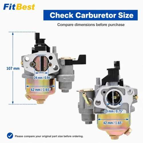 Vista 9 de FitBest GX160 Carburador con Filtro de Aire y Colector de Admisión – Reemplaza 16100-ZH8-W61 – Compatible con motores Honda GX120 GX160 GX200