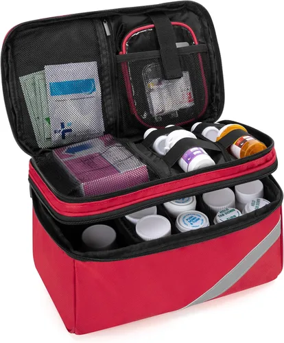 Vista 10 de Trunab Bolsa de almacenamiento y organizador de medicamentos vacía, organizador de botellas de píldoras con bolsa pequeña portátil, caja de primeros