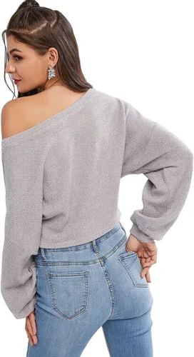 Vista 3 de ZAFUL Suéteres casuales de punto cruzado para mujer