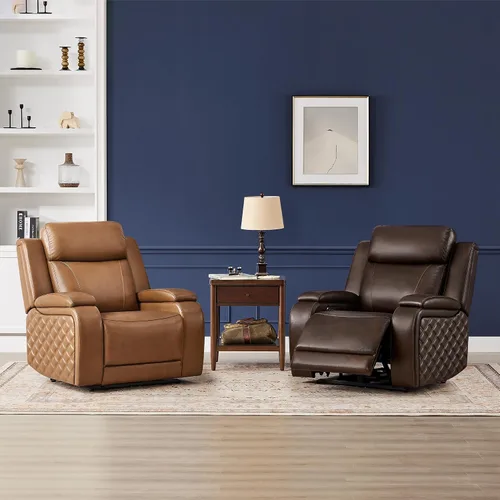 Vista 8 de Watson & Whitely Sillas reclinables eléctricas de cuero genuino para adultos, reclinables de gravedad cero con reposacabezas eléctrico