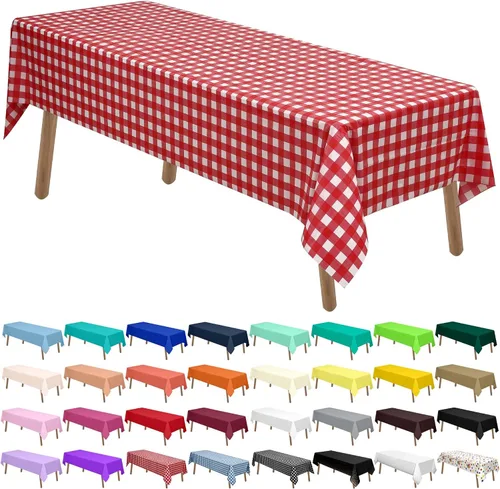 Vista 19 de Manteles de Plástico Azul Claro Paquete de 2 Cubiertas de Mesa Desechables 54 x 108 Pulgadas Manteles para Baby Shower Fiesta PEVA Manteles Azul