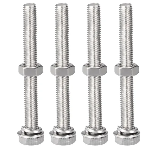 Vista 8 de uxcell Tornillos de cabeza hexagonal M8 x 1.969 in, tuercas, kits de arandelas planas y de bloqueo, tornillos hexagonales de acero inoxidable 304, 4